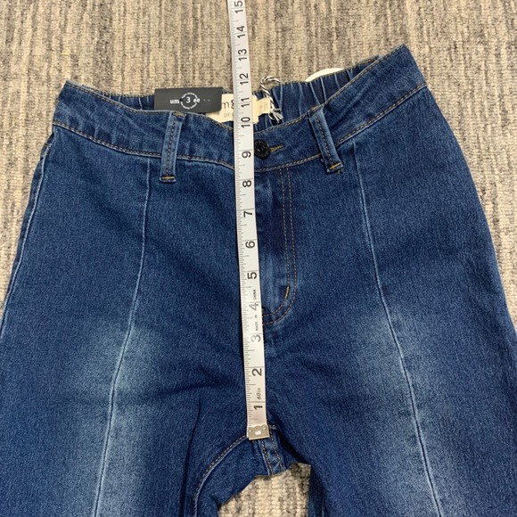 NWT Umgee Denim Flare Leg Jeans Women's Size 3 Split Hem Dark Wash Mid Rise B - Picture 6 of 8